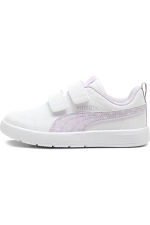 PUMA Sneakers Bianche con Dettagli Lilla i Pois e Velcro Courtflex V3 Dotty V PS