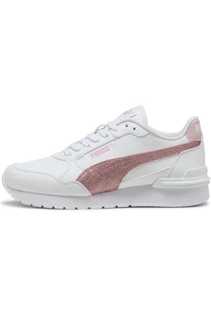 PUMA Sneakers Bianche e Rosa ST Runner v4 SL Glitter Jr