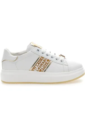 Laura Biagiotti Sneakers Bianche con Bande Laterali Oro L8945