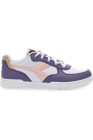 Diadora Sneakers Bianche e Viola con Logo Rosa RAPTOR LOW SPOTTED GS