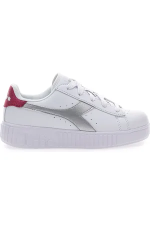 Diadora Sneakers Bianche con Logo Argento e Dettaglio Fuxia GAME STEP METAL PS
