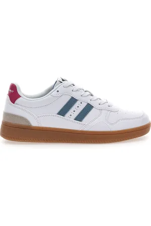 COTTON BELT Sneakers Bianche con Dettagli Blu e Rosa e Suola in Gomma Patricien