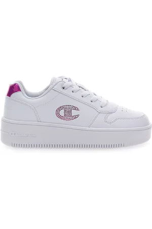 Champion Sneakers Bianche con Logo in Glitter Rosa RD18 PLATFORM GLITTER G GS