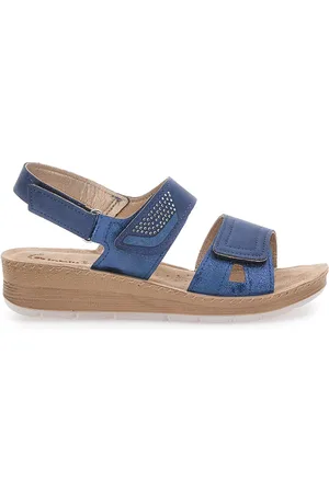 Inblu Sandali Blu con Fascia a Velcro e Sottopiede in Pelle 61 FC
