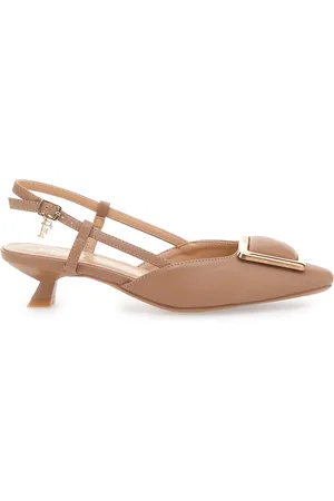 Ferre Décolleté Slingback Beige con Dettaglio Geometrico Effetto Cromato F212