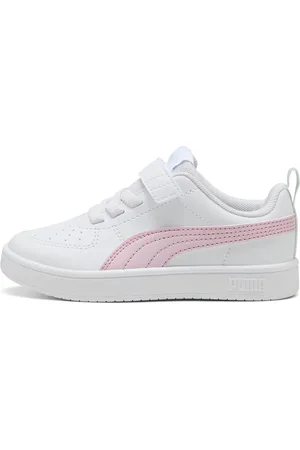 PUMA Sneakers Bianche con Logo Laterale Rosa e Velcro RICKIE AC+PS