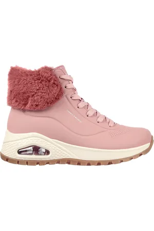 Skechers Scarponcino sportivo rosa con pelo sulla caviglia Uno Rugged - Fall Air