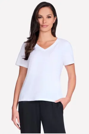 Skechers T-Shirt Pima V-Neck Tee Bianca