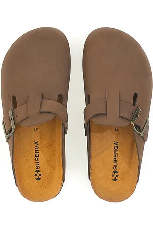 Superga Ciabatte marroni Con Sottopiede in Pelle S31U384