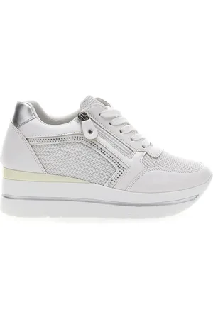 Energy Sneakers Bianche con Zeppa e Cerniera Laterale E45