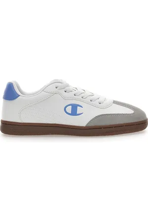Champion Sneakers Bianche con Logo Azzurro e Suola in Gomma PRESTIGE MIX MATERIAL