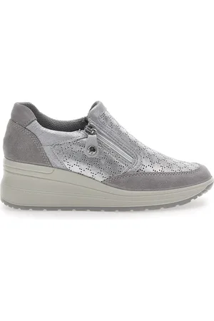 IMAC Sneakers Argento In Pelle Con Zeppa 555730