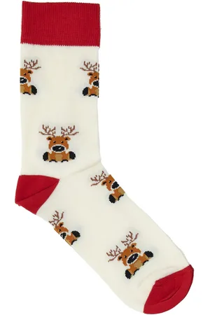 Crazy Socks Calzini Bianchi Con Renne Taglia Unica Natalizi 016