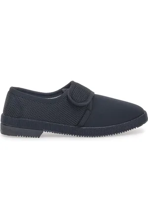 Natural World Pantofole Nere Chiusura in Velcro Terry 20