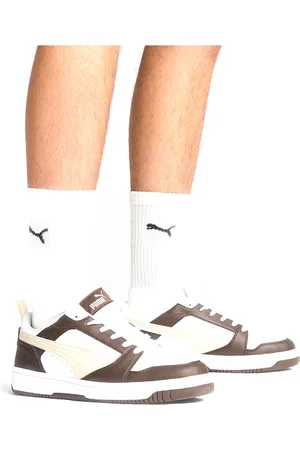 PUMA Sneakers con lacci marroni e bianche Rebound V6 Low