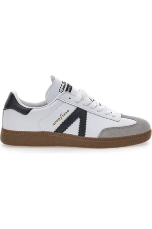 Goodyear Sneakers Bianche con Bande Nere in Vera Pelle CANGURO GY51001