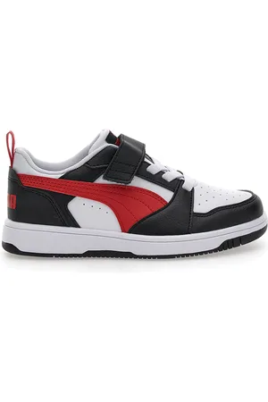 PUMA Sneakers Bianche e Nere Con Fascia Laterale Rossa Rebound V6 Lo Ac Ps