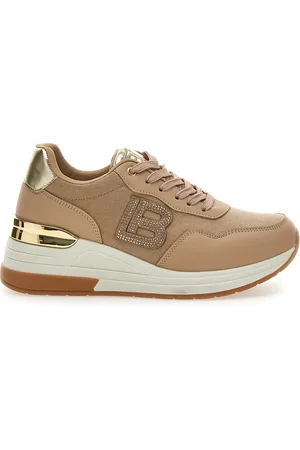 Laura Biagiotti Sneakers Flatform Beige con Dettagli Dorati 8923