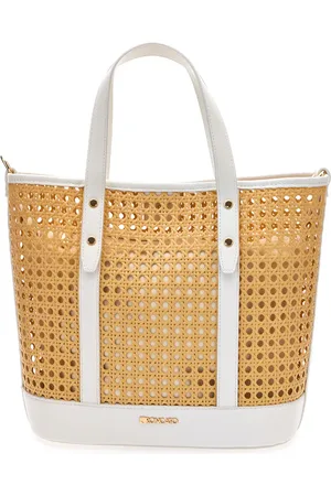 Roncato Borsa a Spalla Bianca Effetto Vimini 5259583/M