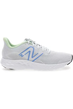 New Balance Scarpe da Running Bianche con Logo Azzurro con Tomaia in Mesh 411