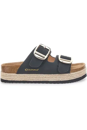 Superga Ciabatte Nere con Doppia Fascia Con Platfrom S11T228