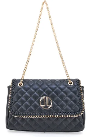 LANCETTI Borsa a tracolla Nera Trapuntata con Catena Dorata 25S-259-3