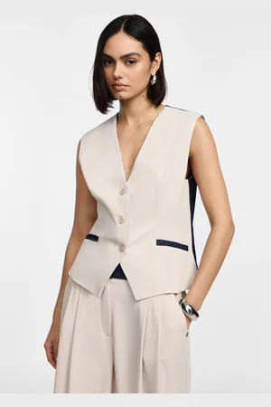 Please Gilet bicolor con bottoni e tasche