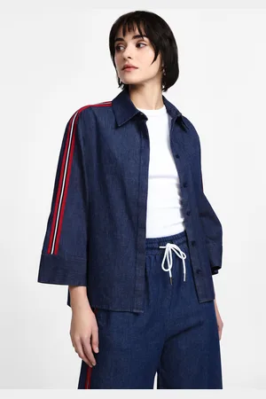 Please Camicia in denim con bande laterali