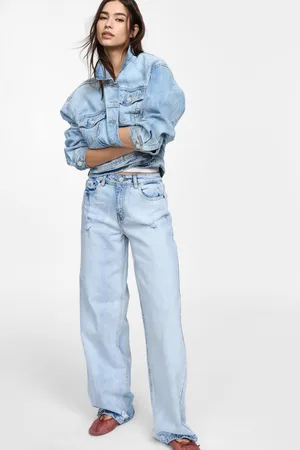 Please Jeans délavé a gamba larga vita alta