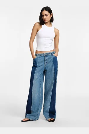 Please Jeans a gamba larga con design combinato