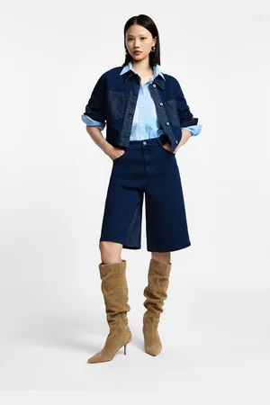 Please Bermuda in denim al ginocchio a cinque tasche