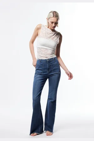 Please Jeans flare con vita alta e tasche