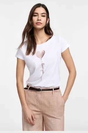 Please T-shirt stampata con maniche corte