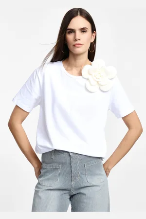 Please T-shirt maniche corte con maxi fiore