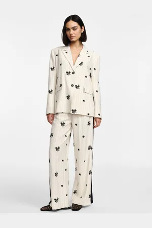 Please Pantaloni ampia gamba a righe e stampa floreale