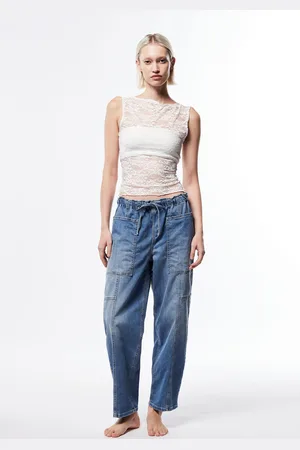 Please Jeans ampi paperbag con cuciture
