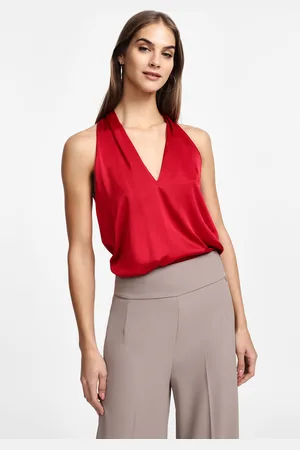 Please Top halter satinato con scollo a V