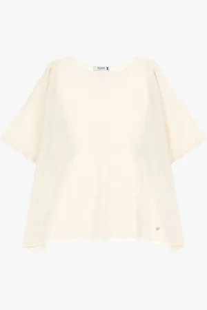 Please Maglia oversize monocolour con maniche corte risvoltate
