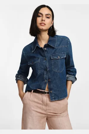 Please Camicia di jeans con colletto classico e bottoni