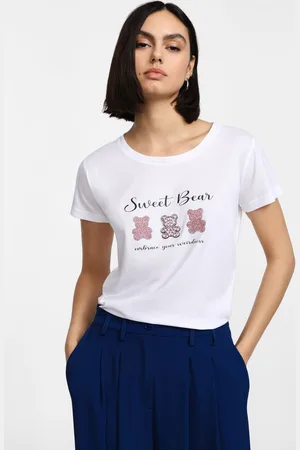 Please T-shirt maniche corte stampata