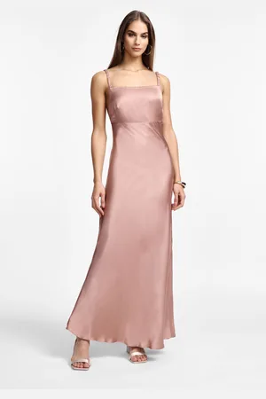 Please Vestito lungo satinato con scollo quadrato