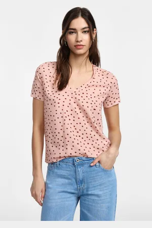 Please T-shirt stampata a pois con maniche corte