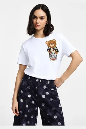 Please T-shirt stampa orso manica corta