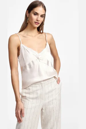 Please Top lingerie con inserto in raso e spalline sottili