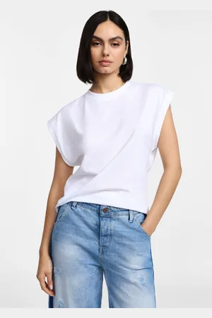 Please T-shirt senza maniche collo tondo