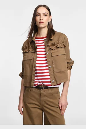 Please Giubbotto camicia con bottoni e ruches