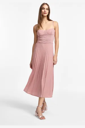 Please Vestito midi con spalline sottili e gonna plissettata