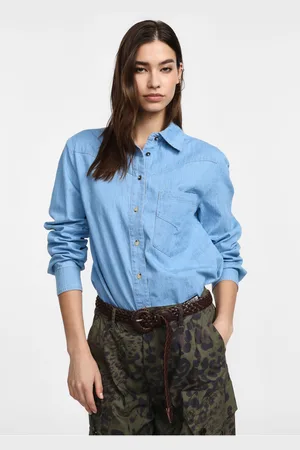 Please Camicia di jeans a bottoni con taschino