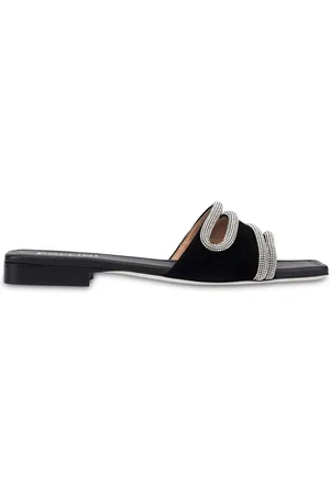 Pollini Sandali flat in camoscio Bling Bling