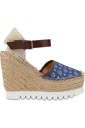 Pollini Sandali con zeppa espadrillas Heritage Denim Jacquard